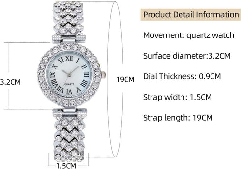 CdyBox Women Watches Diamond Luxury Quartz Watch Ladies Wristwatches with Crown Bangle Set Gifts...