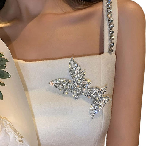 ELABEST Butterfly Rhinestone Brooch Shining Crystal Badges Bling Novelty Pins for Jackets Skirt Wedding Bridal Bridesmaid Costume Jewelry Accessor...