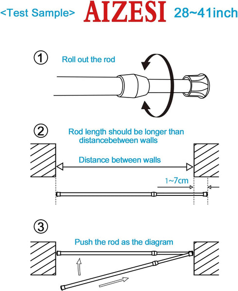 AIZESI Spring Tension Curtain Rods Short Tension Rod (Black,27" to 37"-2Pcs)...