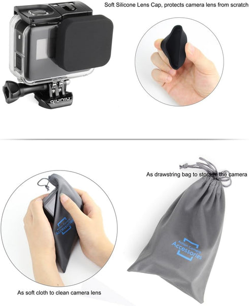 Side Open Skeleton Housing Case for GoPro Hero 5/6/7 Black Action Camera - Protective Lens Removal NOT Needed - Transparent Clear...