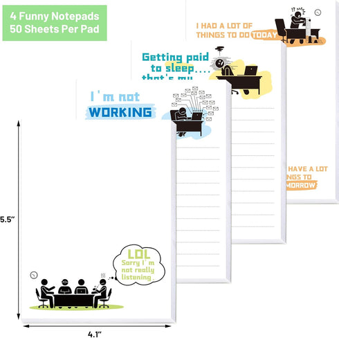Funny Notepads for Coworkers Novelty Note Pads Humor Memo Pads for Work Sarcastic Gifts To Do List Staff Supplies 4Pcs...