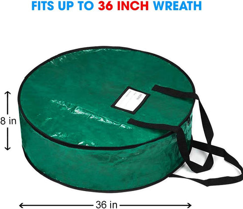 ProPik Christmas Wreath Storage Bag 36" - Garland Holiday Container with Tear Resistant Material - Featuring Heavy Duty Handles and Transparent Ca...