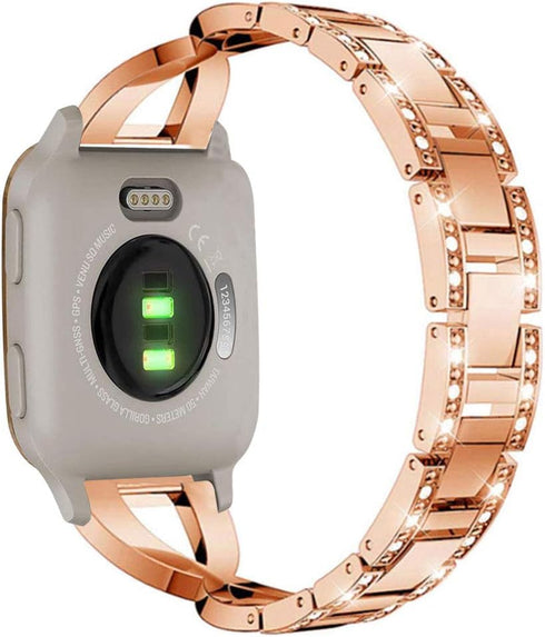 Compatible for Garmin Venu Sq Band,Women Metal Replacement Chain Bling Bracelet Strap Wristband for Garmin Venu/Venu Sq/Venu Sq Music,Vivoactive 3...