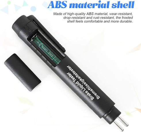 Brake Fluid Liquid Tester, Auto Brake Diagnostic Testing Tool with 5 LED Indicators, DOT3/4/5.1 Hydraulic Oil Moisture Analyzer, Test Pen for Chec...