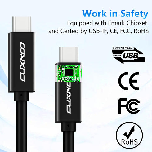 USB C-C Video Cable 10ft, 4K USB Type-C Monitor Cable Support 100W Fast Charge and 10Gbps Data Syncing, Black...