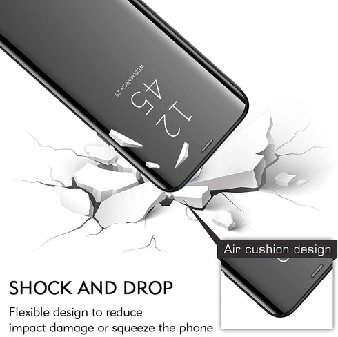 Cases for Samsung Galaxy Z Fold 4 5G Leather Case Clear View Makeup Mirror Flip Cover, Galaxy Z Fold 4 5G Phone Case with Kickstand Shockproof Pro...