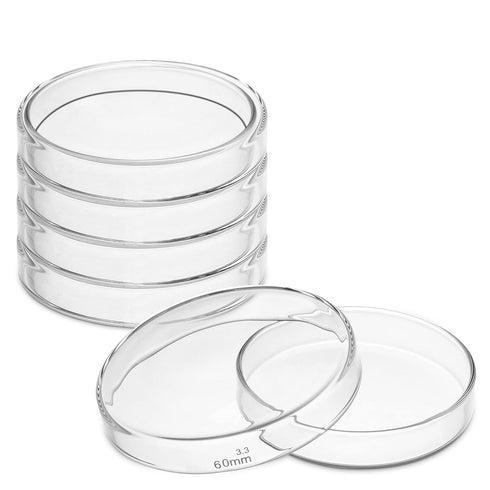 60mm Glass Petri Dishes with Lids High Borosilicate Glass Tissue Culture Plate 5 Pcs...