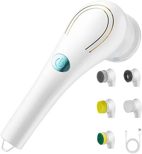 Cordless Electric Spin Scrubber, KIRIKIT Handheld Electric Cleaning Brush with 5 Replaceable Heads for Bathtub/Kitchen/Bathroom/Floor/Dish/Car/Sho...