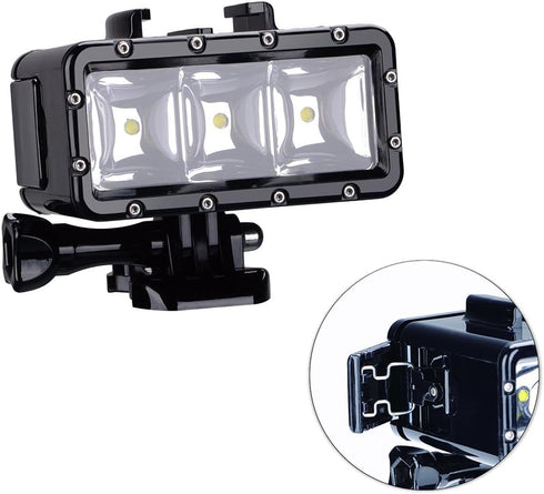 Suptig High Power Dimmable Waterproof LED Video Light Fill Night Light Diving Underwater Light for Gopro Hero 12/Hero 11/Hero 10/Hero 9/Hero8/Hero...