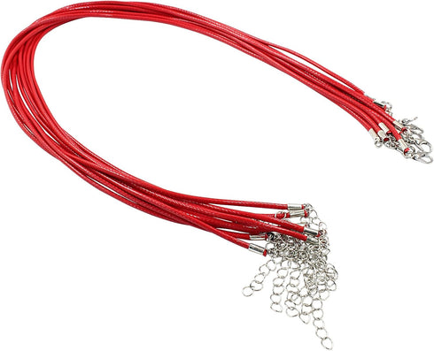 10 Pieces 2mm Red Leather Cord Necklace with Lobster Clasp Ideal for Jewelry Making, Pendants, and Bracelets DIY Projects Beading Supplies...