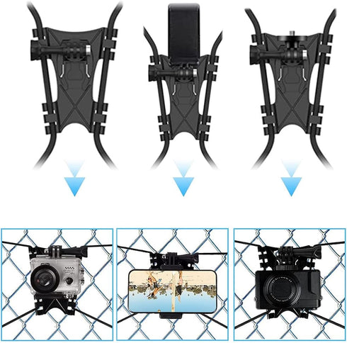 Fence Mount Gopro Fence Mount Compatible with GoPro, iPhone Mevo Start and Other Action Cameras for Softball, Tennis, Baseball, Football, Net/Chai...