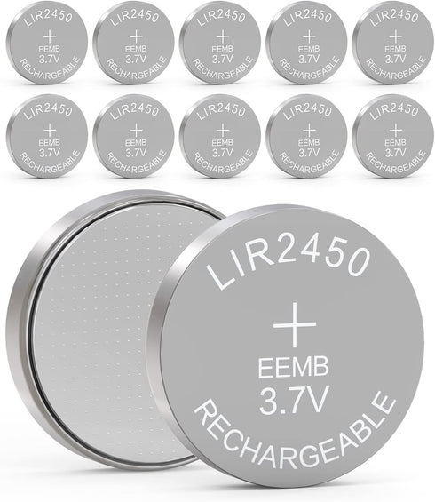 EEMB 10PCS LIR2450 Rechargeable Battery 3.7V Lithium-ion Coin Button Cell Batteries 120mAh...
