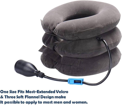 Inflatable Cervical Neck Traction Air Inflatable Pillow Neck Head Stretcher Pain Relief Collar (for Adults, Grey)...