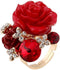 Women's Rose Gold Plated Flower Rings Colorful Crystal Statement Rings Wedding Band Engagement Ring...