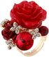 Women's Rose Gold Plated Flower Rings Colorful Crystal Statement Rings Wedding Band Engagement Ring...