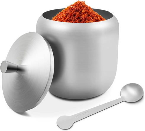 300ml Stainless Steel Sugar Bowl with Lid and Spoon 10 OZ Coffee Seasoning Jar Condiment Pot Spice Container Canister Cruet with Lid and Spoon...