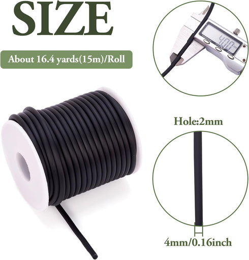 Pandahall 16.4 Yards/Roll 4mm PVC Tubuing Rubber Cord Solid Rubber Tube Cord with White Plastic Spool (Black)...