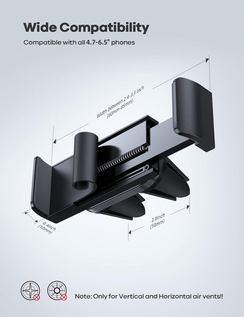 Lamicall Car Vent Phone Mount - Air Vent Clip Holder, Universal Stand Hands Free Cradle Compatible with Cell Phone 14 13 12 Mini 11 Pro Xs Max Xr ...
