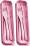 Travel Utensils Set with Case 2 Sets Reusable Wheat Straw Portable Knife Fork Spoons Tableware Picnic Camping or Daily Use Eco-Friendly BPA Free L...