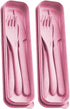 Travel Utensils Set with Case 2 Sets Reusable Wheat Straw Portable Knife Fork Spoons Tableware Picnic Camping or Daily Use Eco-Friendly BPA Free L...