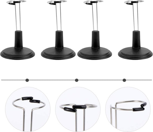 PATKAW Doll Stand, 4 Pcs 5.9 Inch Portable Doll Stands Teddy Bear Stand Doll Display Case for Storage and Organization of Childrens Dolls - Black...