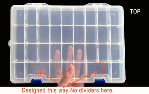 Qualsen Plastic Compartment Box with Adjustable Dividers Craft Tackle Organizer Storage Containers Box 34Grid 1PC (Clear)...