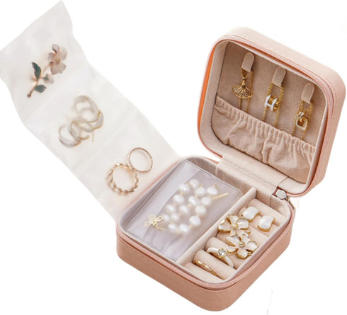 KEIGPERICompact Travel Jewelry Storage Box With 6 Antioxidant Bags Jewelry Box -Travel Jewelry Case Perfect Sweet 16 Gift Easter Basket Stuffers (...