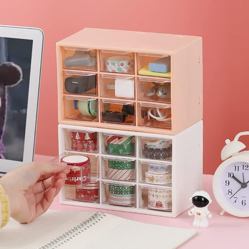 Mini Desk Organizer Drawer, Cute Plastic Desktop Art Craft Storage Drawer, Office Supplies Stationery Makeup Jewelry Box Organizer with Storage fo...