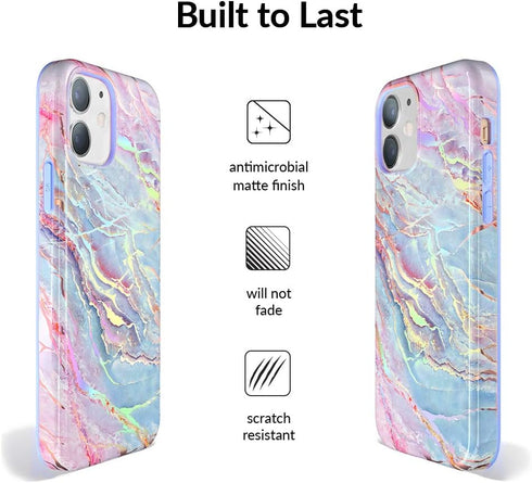 Velvet Caviar Compatible with iPhone 12 Mini Case for Women Cute - 10ft Drop Tested - Protective Phone Cover (Holographic Pink Blue Marble)...