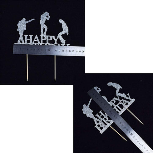 Glitter Happy Birthday Cake Topper cake Toppers Happy Birthday Cake Bunting Birthday Party Decoration Supplies. (Silver)...
