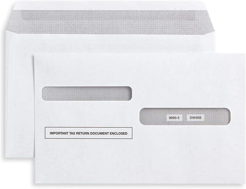 W-2 Envelopes, Tax Double Window Security Envelope for 4-Up Style W-2 Tax Forms, Self Seal, 25 Pack...