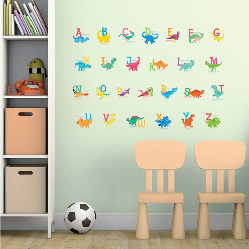 DECOWALL DS-8033 A-Z Dinosaur Alphabet (Small) Kids Wall Stickers Decals Peel and Stick Removable for Nursery Bedroom Living Room Art murals Decor...