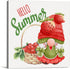 Summer Strawberry Gnome Canvas Wall Art Framed Print 8x8 Inch Hello Summer Poster Painting Desk Sign Home Kitchen Decor...