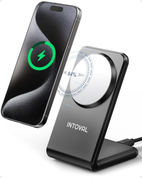 Intoval Magnetic Charging Stand for iPhone, Magnet Wireless Charger for iPhone 15 Pro/Pro Max/Plus/14/13/12, Fast iPhone Charger (M2, Black)......