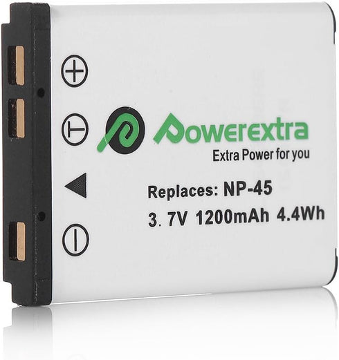 Powerextra 2 x NP-45 NP-45A NP-45B NP-45S Battery Compatible with Fujifilm INSTAX Mini 90, FinePix XP20 XP22 XP30 XP50 XP60 XP70 XP80 XP90 XP120 X...
