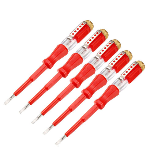 uxcell Voltage Tester AC 100-500V with 3mm Slotted Screwdriver with Clip for Circuit Test, Red, Pack of 5...