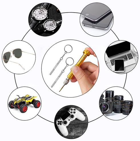 PTSLKHN Eyeglass Repair Kit Screwdriver, 5-in-1 Multifunctional Small Screwdriver, S2 Steel Eyeglass Screwdriver Kit for Eyeglass, Sunglasses, Ele...
