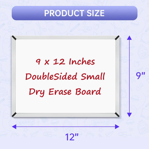 White Board Set - 12 x 9" Dry Erase Board with 2 Dry Wipe Off Markers and 6 Magnetic Labels - Double-sided Wall Hanging Whiteboard for Home and Of...