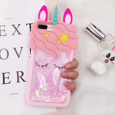 iFunny Case for iPhone 7 Plus/8 Plus Case,Cute 3D Cartoon Animal Quicksand Unicorn Bling Stars Soft Kawaii Phone Case for iPhone 6Plus 6s Plus 7Pl...
