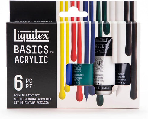Liquitex BASICS Acrylic Paint Set, 6 x 22ml (0.74-oz) Tube Paint Set, Primary...