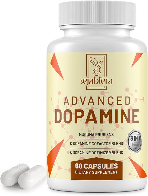 Dopamine Supplement-Mucuna Pruriens Seed Extract,Premium Vitamins, Minerals, and Natural Plant Extracts for Mental Drive, Clarity, Focus-60 Capsul...