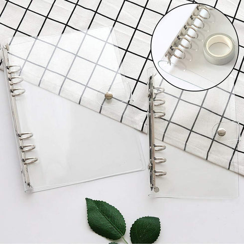2 PCS A5 Clear Soft PVC Notebook Cover, Refillable Paper PVC Binder, Loose Leaf Personal Planner Binder (2 Transparent)...