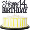 PALASASA Black Glitter Happy 14th Birthday cake topper - 14 Anniversary Party Decoration (14th)...