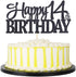 PALASASA Black Glitter Happy 14th Birthday cake topper - 14 Anniversary Party Decoration (14th)...