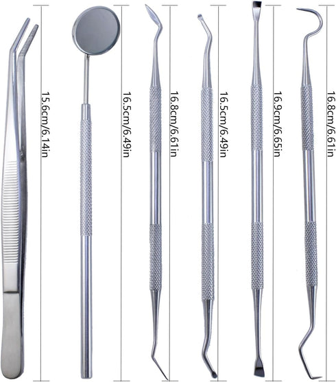 Complete Professional Dental Cleaning Kit with Plaque Remover and Tartar Scraper, Stainless Steel Oral Care Tools for Teeth Cleaning and Dental Hy...
