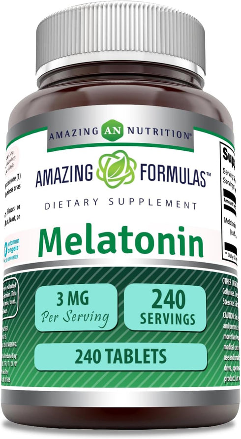 Amazing Formulas Melatonin Supplement | 3 Mg Per Serving | 240 Tablets | Non-GMO | Gluten-Free | Made in USA...