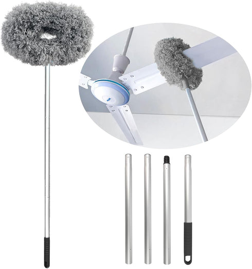 Fuzzy Fan Duster, Ceiling Fan Cleaner Duster with Extension Handle Microfiber Ceiling Fan Blade Cleaner Removable Washable Adjusts 13 to 57.1 in f...