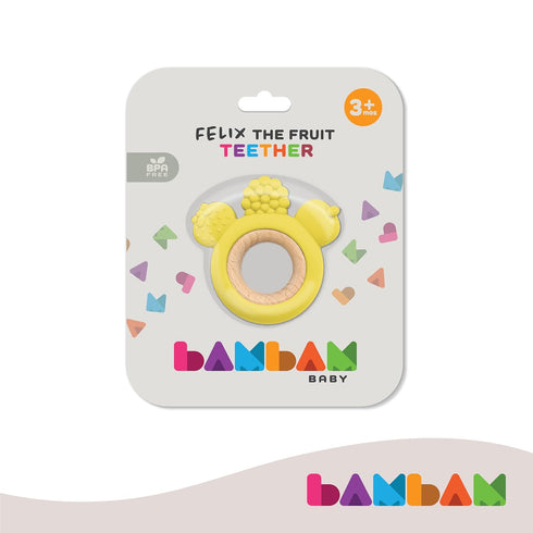 BAMBAM Baby Premium Silicone Teething Ring Toy – Felix The Fruit – 100% BPA Free Silicone, Child Safety Tested, Teether Toys for Baby & Infant 0-6...