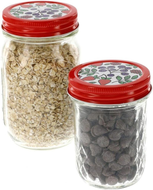 Mason Jar Lids - Decorative Canning Caps Fit Regular Mouth Mason Jars - Fruit Design - Pack of 6...