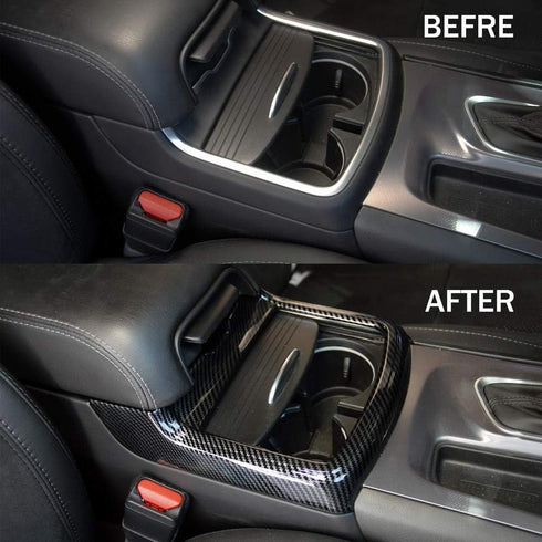 Red Carbon Fiber Cup Holder Cover Trim Decor Sticker for Dodge Charger 2015-2021/ Chrysler 300 2015-2021...